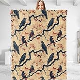 dhakalrlde Crow Theme Throw Blanket - Plush, Soft, Comfy, Lightweight, Warm, Fuzzy, Anti-Pilling Flannel Blanket for Women & Men - Ideal for Couch, Travel, Bed, Office, Outdoor 50in×60in