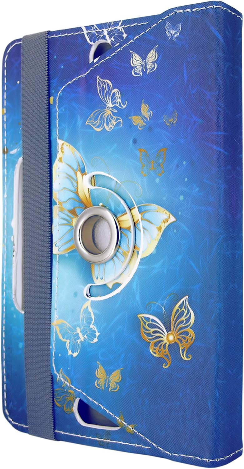 Universal 360° Rotational Colourful Various PU Leather Stand Case Cover Fits All 7" Inch Android Tablets tab devices + Free Stylus Pen (Butterfly Gold Case Cover) - Image 4