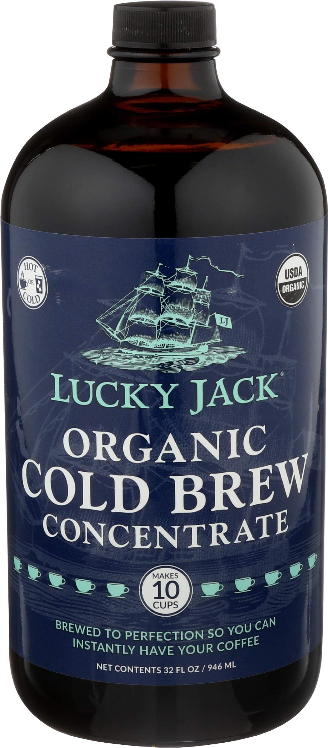Lucky Jack, Coffee Cold Brew Concentrate Organic, 32 Fl Oz