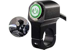 JEEMITERY Motorcycle CNC Handlebar Kill Headlight Switch with Aluminium Alloy Push Button Indicator Green Light for 1" 25mm Bike ATV Handlebar Headlight Switches