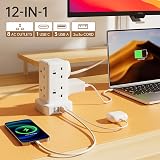 Kemelo 8 Way Tower Extension Lead with 4 USB Ports 2M Cable 13A 3250W view 2