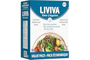 LIVIVA Low Carb High Protein KETO Value Pack Shirataki Pasta – 135 g Protein per Box with Pea Protein & Konjac Flour - 8g Net Carbs, Diabetic-Friendly - Healthy Al Dente Pasta (12 Pack, Linguine Pasta)