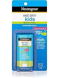 Neutrogena Wet Skin Kids Water Resistant Sunscreen Stick for Face and Body, Broad Spectrum SPF 70, 0.47 oz