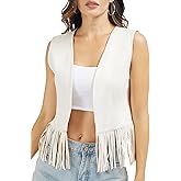 Fahsyee Fringe Vest Women Western Tops Faux Suede Tassel Cowgirl Outfits 70s Hippie S-XXL