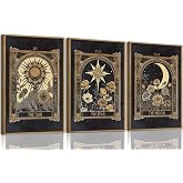 ZZTCYSU Sun and Moon Canvas Wall Art Celestial Framed Wall Art Dark Vintage Tarot Card Prints Gothic Mystical Artwork Astrology Floral Witchy Decor For Living Room Bedroom 12