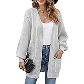 QIANSIQIANBO Women's Cable Knit Cardigan Sweaters Open Front Long Sleeve Oversized Cardigans Chunky Fall Pockets Outerwear