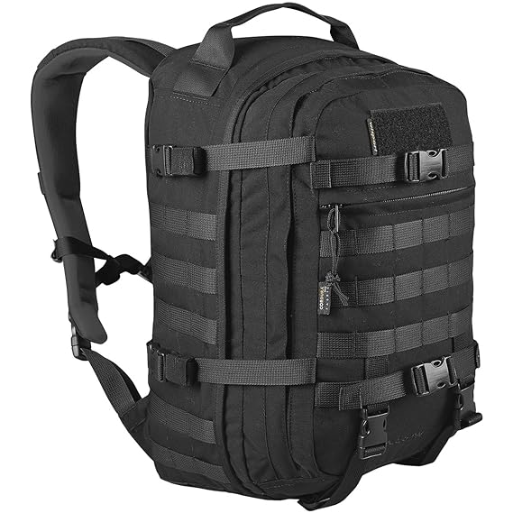 WiSPORT® SPARROW Rucksack 30 Liter | Cordura | Militär | MOLLE | Kampfrucksack | Wandern | Sport | Outdoor, Tarnung:black