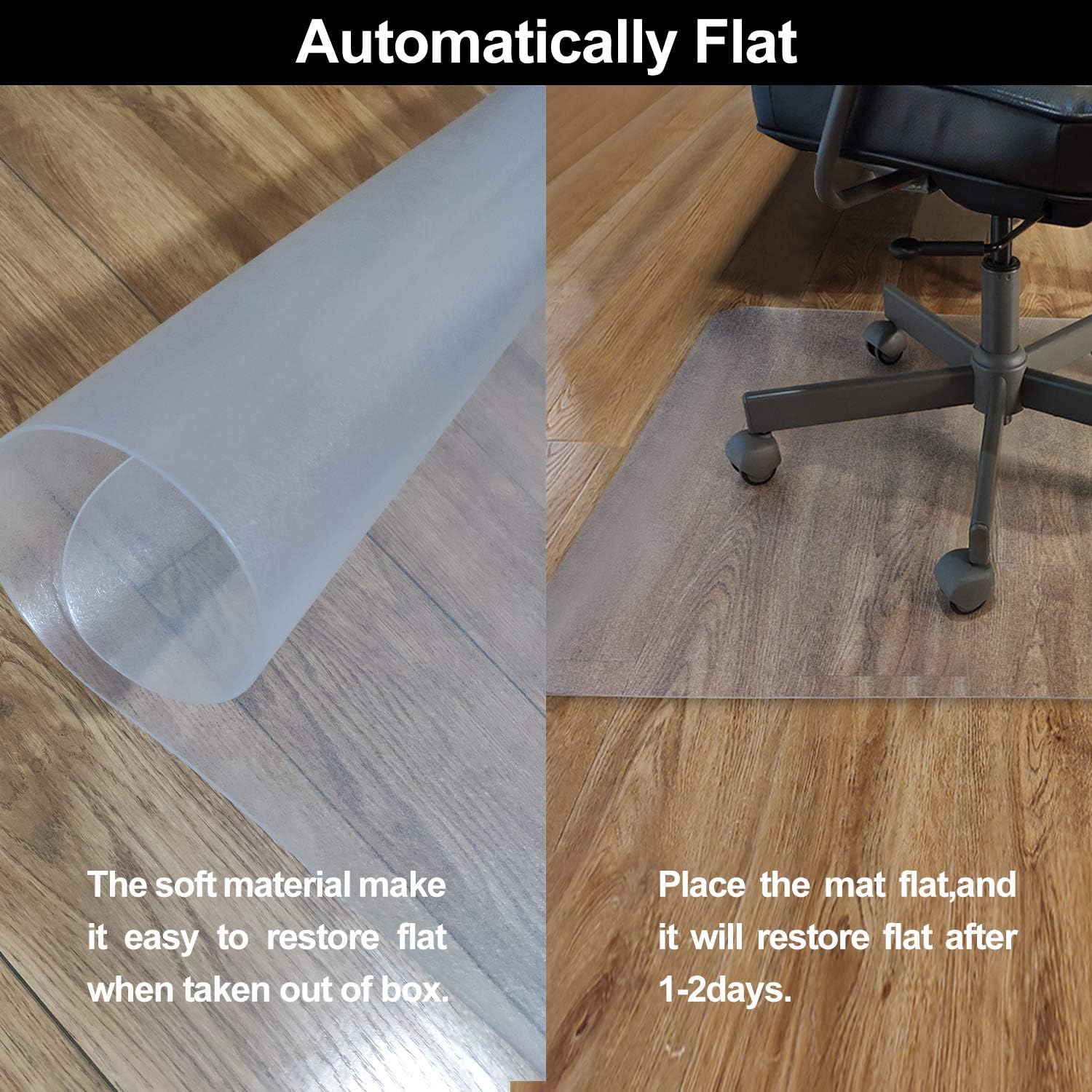 Office Chair Mat for Hardwood Floor with 35''×47'', Tile Floor Protector PVC Transparent, Heavy Duty Clear Wood, Polyethylene Hard Floor Mat for Computer Desk : Office Products