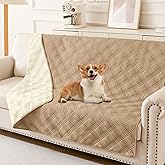 hyha Waterproof Dog Blanket, Reversible Pet Bed Blanket, Soft Sofa Couch Cover for Dogs Washable, Waterproof Pet Couch Covers for Sofa Puppy Cats Furniture Protector(52"x82", Camel/Beige)