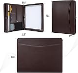 STYLIO Zipper Padfolio Walnut Faux Leather Binder Organizer view 2
