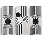 Qeheb Abstract Boho Black and White Kitchen Towels Set of 3, Mid Century Modern Boho Sun Arch Decorative Dish Tea Towels, Minimalist Contemporary Hand Towels for Bathroom Decor, 16X24In