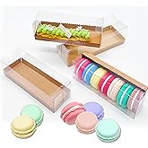 OTOPETE 25PCS Clear PET Plastic Gift Favor Boxes, Chocolate Macaron Gift Boxes with Inserts, for Baking, Wedding Gift Boxes. Candy Cookies, Christmas, Wedding (transparent, 6.3" x 2.2" x1.8" 25Pcs)