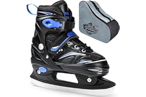 OBENSKY Adjustable Ice Skates for Kids Boys Girls with Skate Bag, 4 Size Adjustable Children's Ice Skates for Outdoor and Rink, Soft and Comfortable Lining Ice Skating Shoes for Beginners