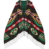 Uyuni Women's Bohemian Casual Shawl Fringe Poncho Loose Vintage Patterned
