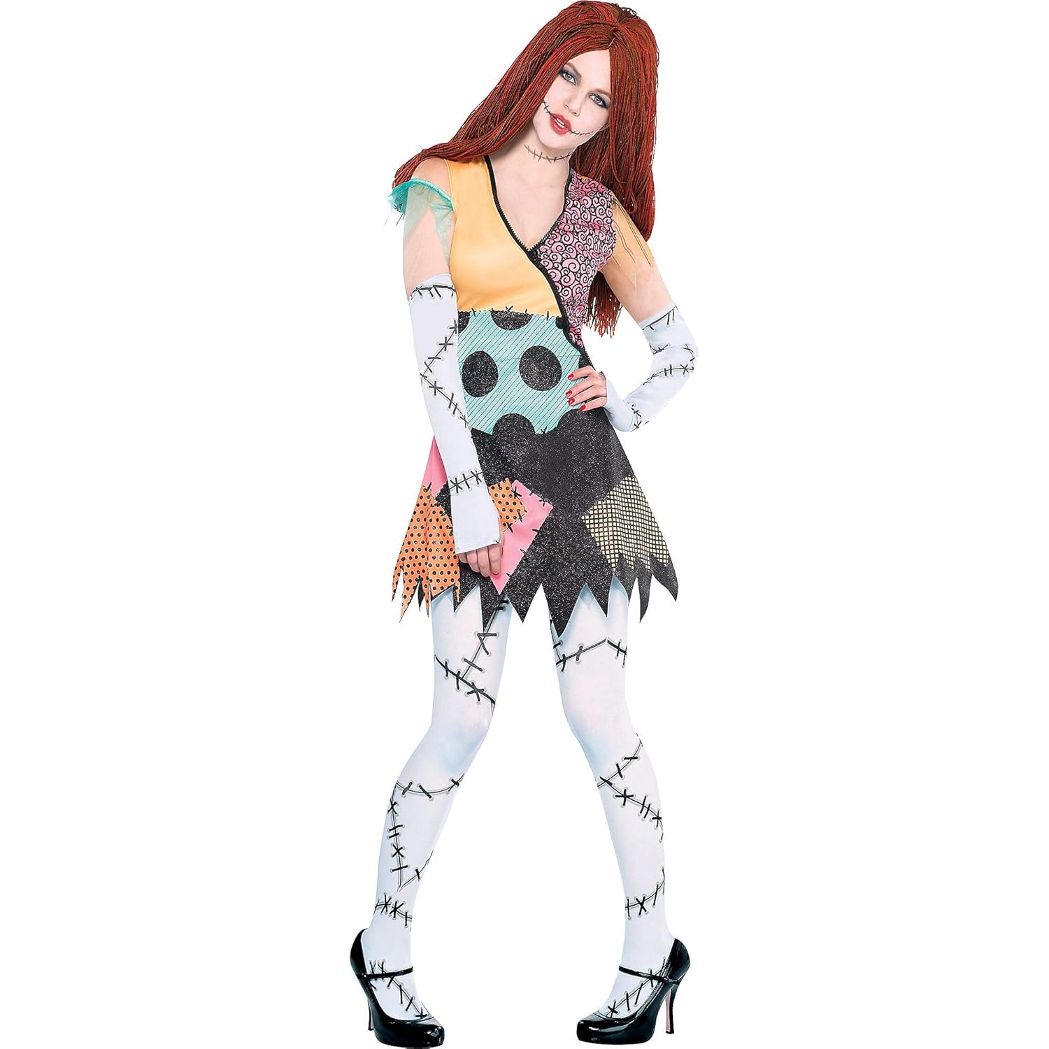 Party City The Nightmare Before Christmas Rag Doll Sally Halloween Costume for Women, Standard, with Accessories