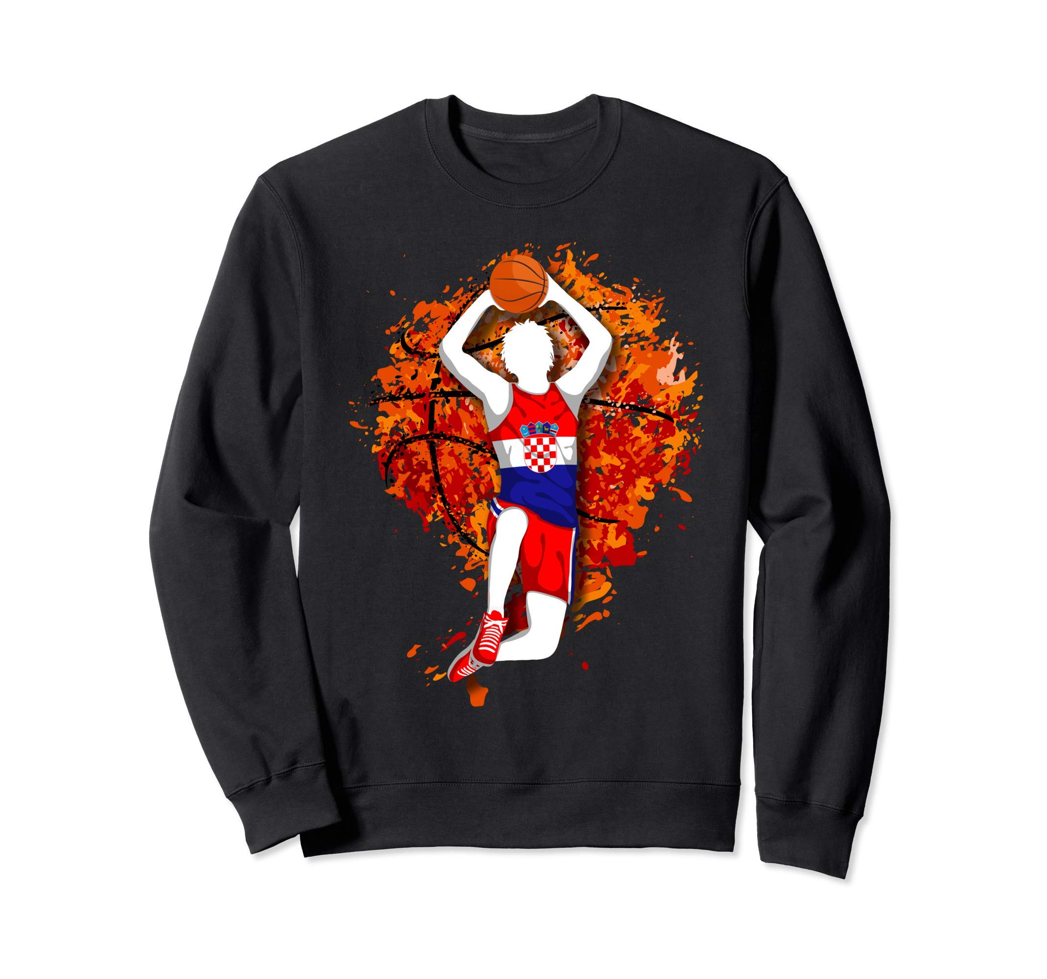 Croatia Basketball Croatian National Flag Mid Air Slam Dunk Sweatshirt