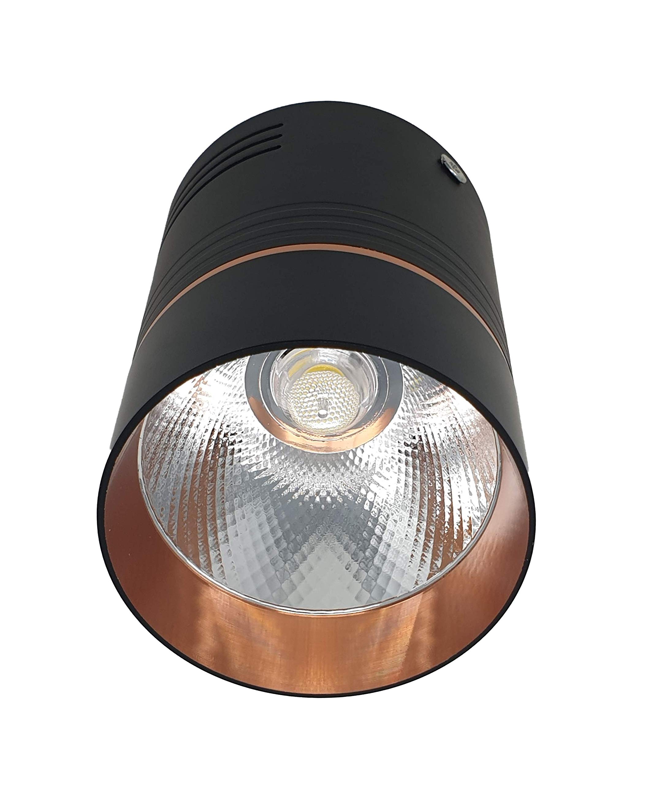 UKEW 10W LED Ceiling Spotlight - Modern Round Cylinder LED Downlight - 800 Lumens, 45° Beam Angle for Living Room - IP20 Copper Matt Ceiling Light 3000K 4000K (Cool White 5500K) - Black