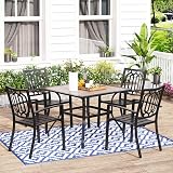 MFSTUDIO Outdoor Dining Set for 4, Patio Table and Chairs Set with Metal Frame, 5 Piece Patio Dining Set for Deck/Backyard/Poolside/Garden