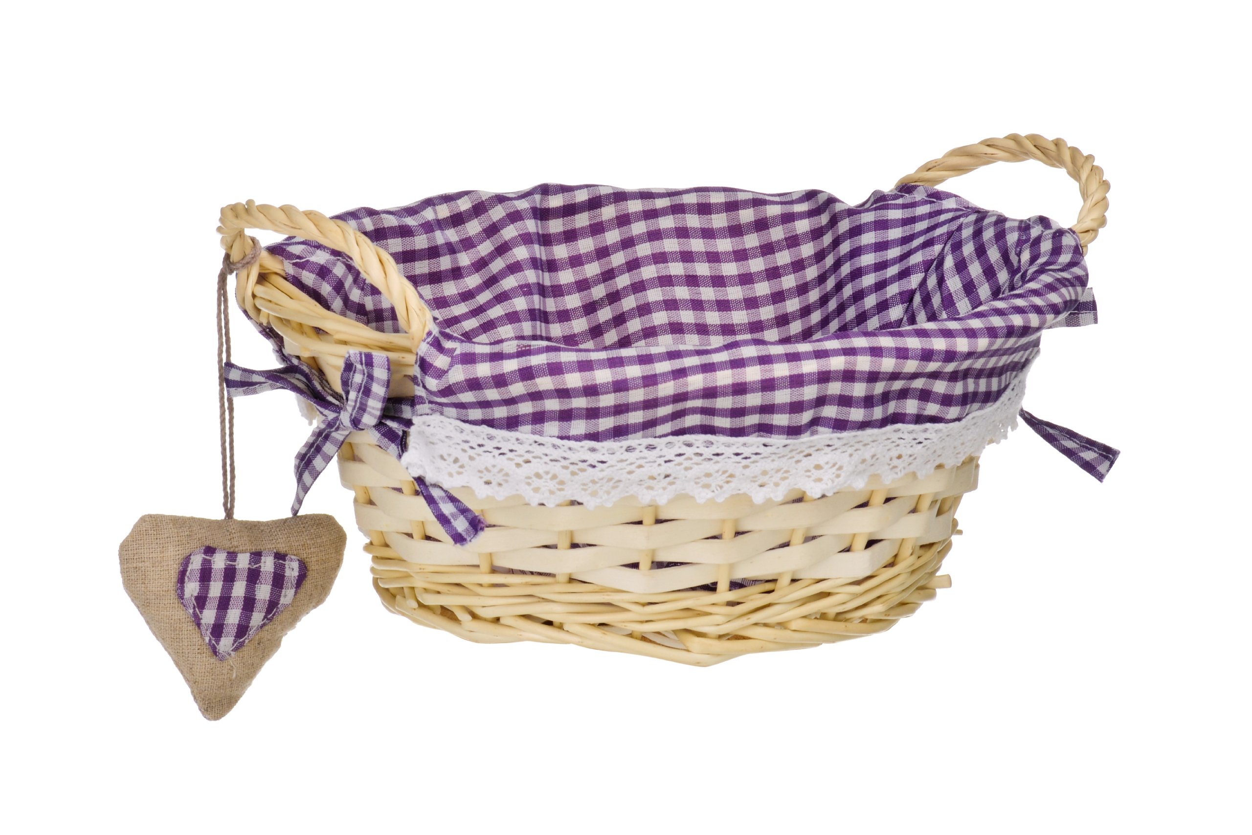Premier Maison Purple Gingham Lining Round Willow Basket - Charming design.