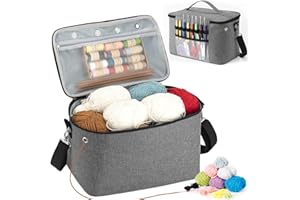 KIPHCA Crochet Bag, Knitting Tote Organizer Up to 13" Knitting Needles for Crochet Hooks, Circular Needles, Projects and Skeins, Grey-Only Bag