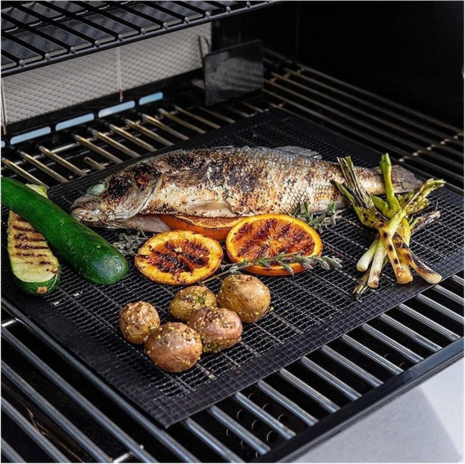 Zdj Durable Grill Mesh Mat, a Set of 5 Nonstick Grill Mats