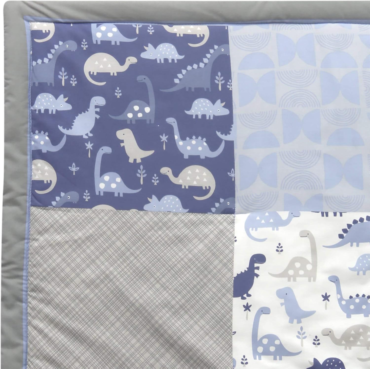 Bedtime Originals Roar Dinosaur 3 Piece Crib Bedding Set, Blue/Gray : Baby