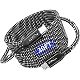 Extra Long 30 FT USB C to USB C Cable 60W, 480Mbps Data Transfer Type C Fast Charging Cord, Long Nylon Braided C to C Power Cable for iPhone 17 16 15, MacBook, iPad, Pixel, Samsung, Android