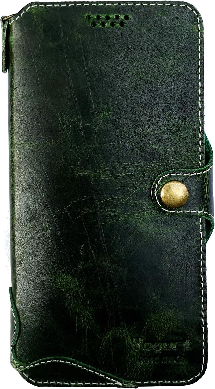 Yogurt for Google Pixel 2 XL (2017) (6.0 Inch) Genuine Leather Wallet Cases Cover Handmade Green