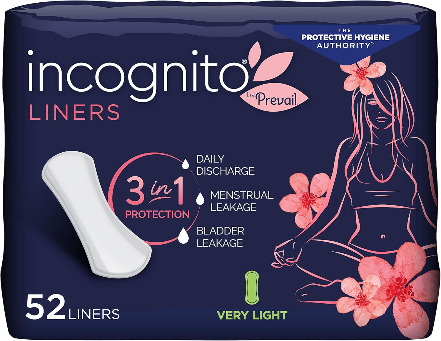 Incognito by Prevail Absorbent 3-in-1 Protective Postpartum Pads for Menstrual and Bladder Leaks, 9 Hours of Protection with Odor Guard (52 Count): Health & Personal Care