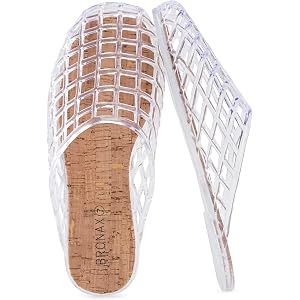 BRONAX Women's Jelly Slides Hollow Out Slip-on Sandals J102 | Waterproof PVC Material, Grippy Footbed, Easy-to-Clean, Lightwe