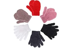 SATINIOR 6 Pairs Kids Toddler Knitted Gloves Winter Warm Stretchy Mittens Soft Lightweight Mittens for Boys and Girls