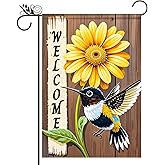 BlissYard Welcome Spring Garden Flag 12x18 Double Sided Sunflower and Hummingbird Seasonal Small Flags For Outside Outdoor Decor Yard Farmhouse Holiday Spring Summer Decorations Yard Flags