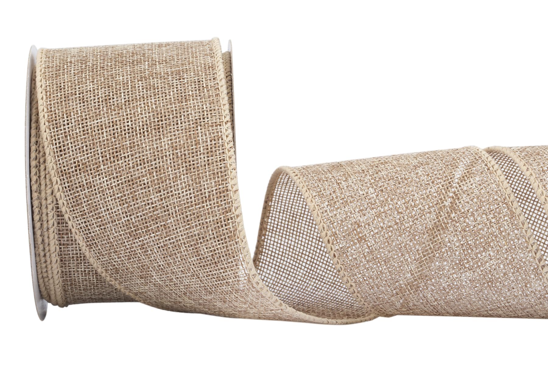 Zofrud Natural Burlap Ribbon - 64mm x 9M | Faux Jute Wired Ribbon for Wreaths, Christmas Decorations, Rustic Weddings, and Large Bow