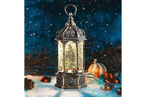 KUKUZON Large Snow Globes,Christmas Snow Globes Lantern, Train Battery-Powered Train with Lights & Sounds, 6H Timer,Christmas Tree Xmas Holiday Decoration Gift