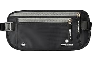 HERCULEAN MERCHS Herculean money belt for travel - RFID slim passport holder travel wallet hidden pouch under clothes to protect your information and money travel fanny pack for men/women bag travel essentials
