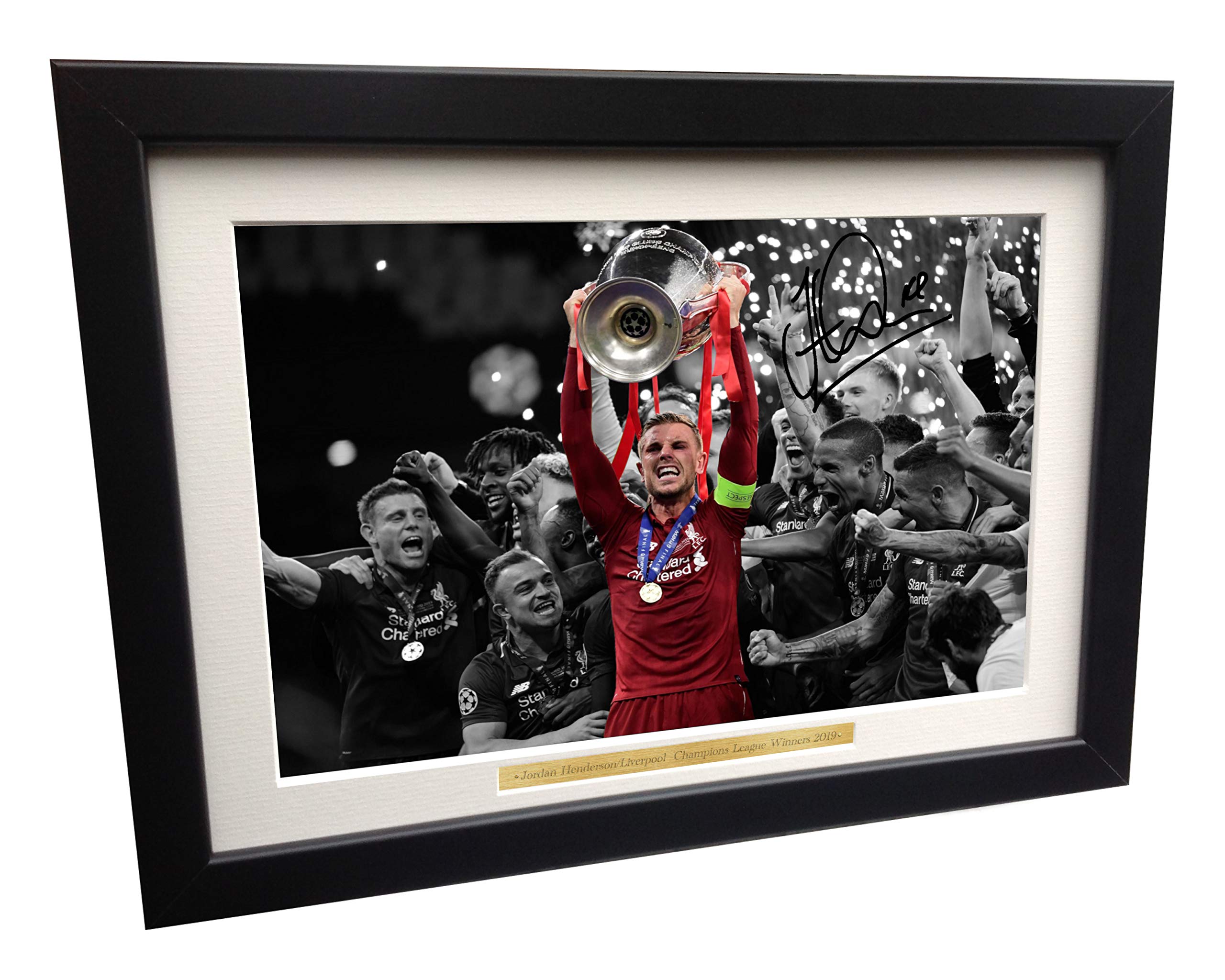 Kitbags & Lockers 2019 Champions League Win 12x8 A4 Signed Liverpool Jordan Henderson Autographed Photo Photograph Picture Frame Soccer Gift