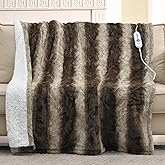 Sunable Heated Electric Throw - Machine Washable Soft Comfortable Heating Blanket with 4 Heat Settings 50×60 inches Chocolate