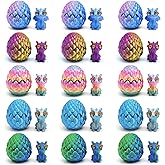 Iceacrin 15PCS Mini 3D Printed Dragon Eggs with Dragons Inside, Cool 5-Color Gradient Crystal Fidget Toys, 3D Printed Dragon Valentines, Easter Basket Stuffers for Boys, Kids & Teens