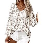 Zenlonr Womens Fall Tops Dressy Casual 2026 V Neck Satin Silk Printed Shirts Boho Long Sleeve Work Blouses