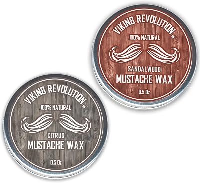 Viking Revolution Mustache Wax 2 Pack Citrus & Sandalwood Strong Hold