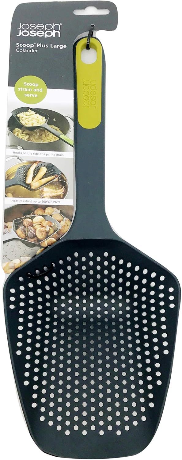Joseph Joseph Scoop Colander Strainer Slotted Spoon, Large, Black: Kitchen & Dining