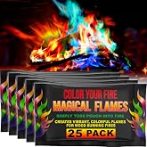 Magical Flames Fire Color Packets (25 Pack), Vibrant Multi-Color Fire for Fire Pits, Campfires, Bonfires &amp; Fireplaces - Camping Essentials &amp; Outdoor Party Accessories
