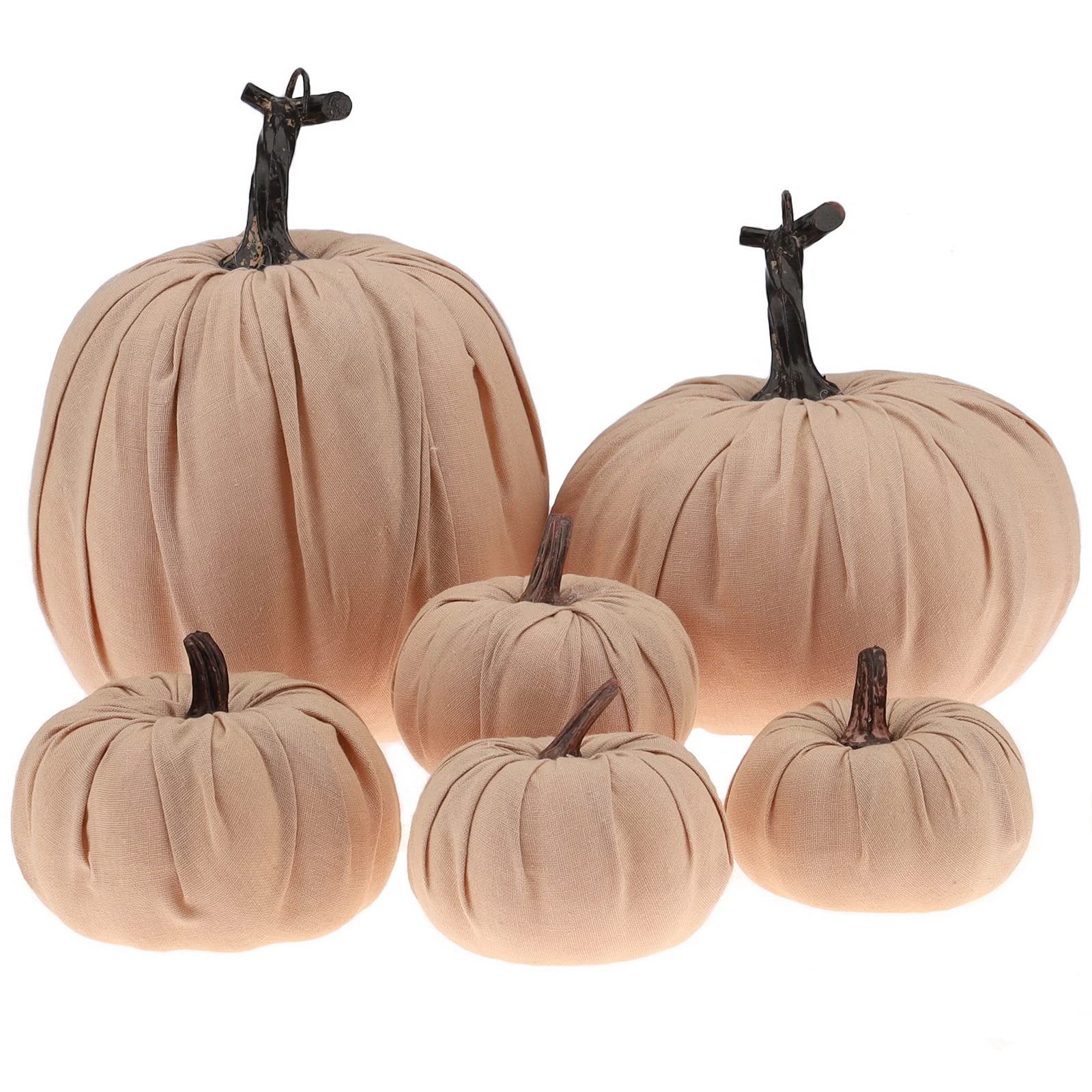 Photo 1 of ***** ONLY 4 /6 ***** Kepfire 6 Pcs Brown Artificial Pumpkin for Fall Decor,Handmade Fabric Foam Pumpkin for Thanksgiving Halloween Home Party Table Centerpiece Decorations