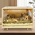 Wooden Hamster Cage - 24 inch Guinea Pig Cage Clear Small Animal cage with Open top Hamster Habitat Wooden Frame with Acrylic Panel