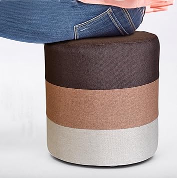 TIED RIBBONS Barrel Pouffe Ottoman Stool Footstool for Home Office Living Room Drawing Room Balcony Bedroom(35 cm X 29 cm)