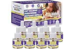 RUAKPL Cat Calming Diffuser Refill, 8 Pack Pheromones for Cats Multicat Diffuser Plug in Refill Pheromone to Calm Cats Soothing Feline Anxiety Stress 48ml Each Fit All Common Diffusers