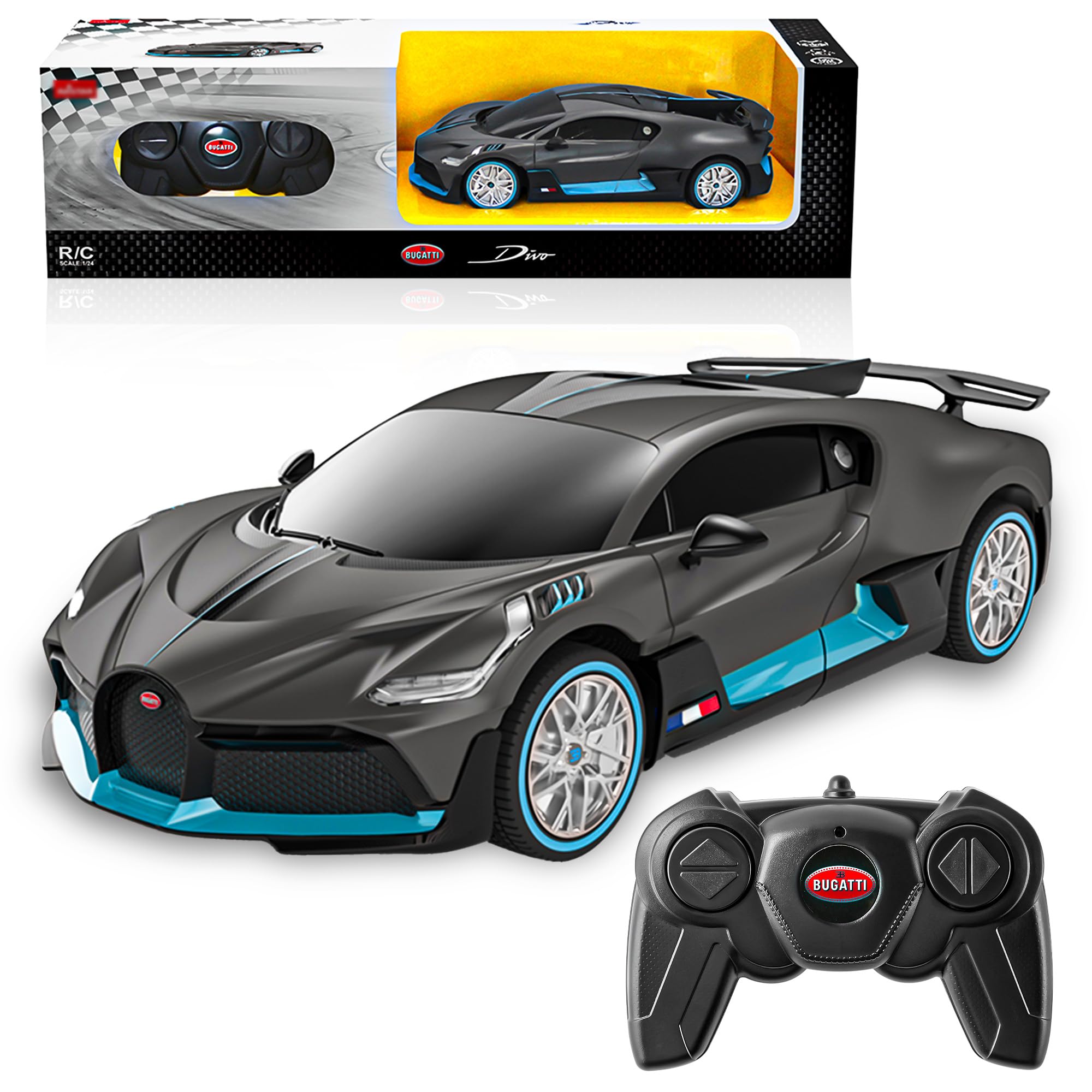 BEZGAR Bugatti Remote Control Car for Boys- 1:24 Officially Licensed Bugatti RC Cars, Electric Sport Racing Hobby Bugatti Toy Car Model Vehicle for Boys, Girls and Adults