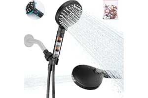 Kurpot Filtered Shower Head with Handheld, 9 Spray Mode High Pressure Shower Head with Filters, 60" Shower Hose, Matte Black Shower Head Filter for Hard Water, Remove Chlorine, Protect Skin and Hair