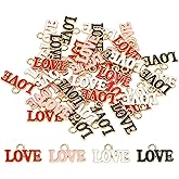 Shapenty 4 Colors Love Enamel Charms Inspiration Message Word Charms for DIY Necklace Earring Bracelet Pendant Keychain Jewelry Making Beading Ornament Christmas Valentine’s Day Craft Projects, 40PCS