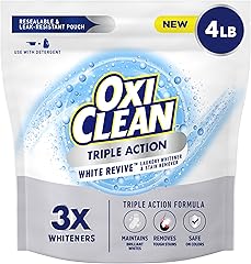 OxiClean Triple Action White Revive Laundry Whitener and Stain Remover Powder, Use with Detergent, Whitens and Brightens Clot